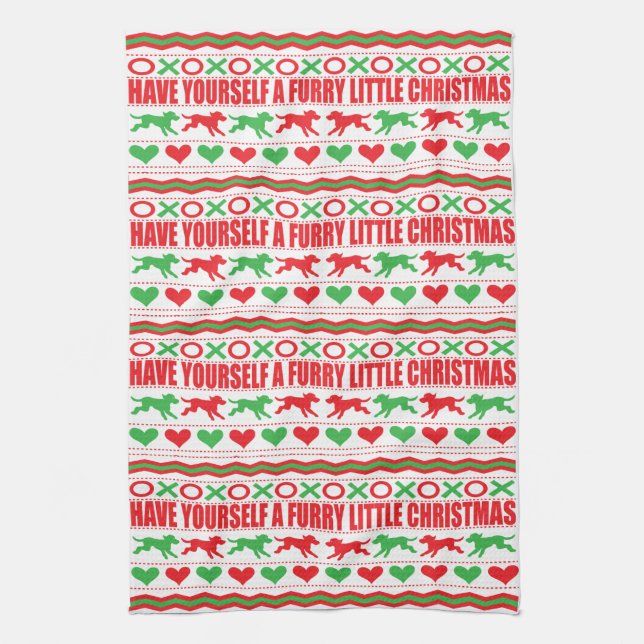 Have Yourself Furry Little Christmas Tea Towel (Vertical)