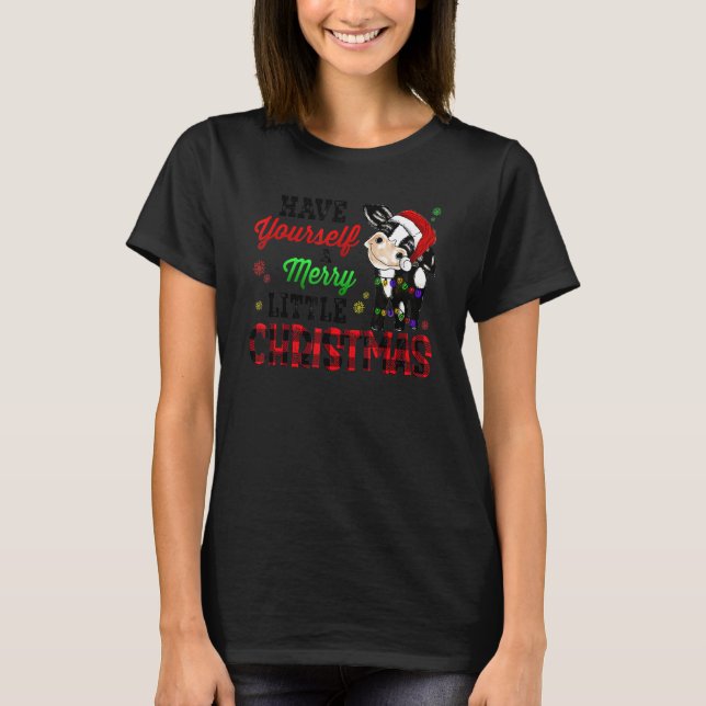 Have Yourself Merry Little Christmas Santa Cow Paj T-Shirt (Front)