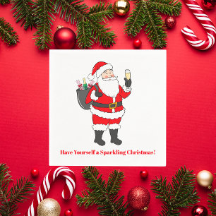 Have Yourself Sparkling Christmas Santa Champagne Napkin