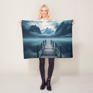 Haven Mountain Lakeside Horizon Landscape Fleece Blanket
