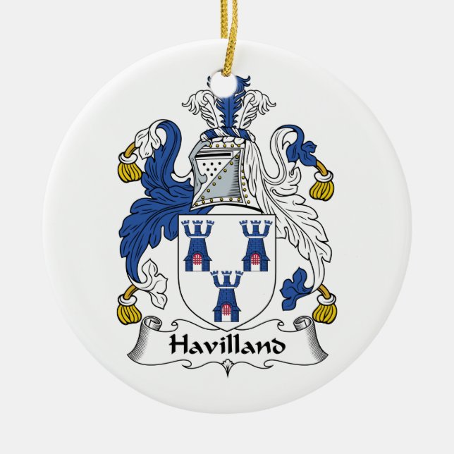 Havilland Family Crest Ceramic Tree Decoration (Front)
