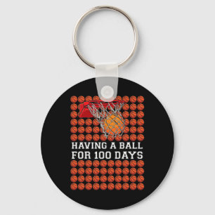 Having A Ball 100 Days Basketball Kids Boy Smarter Key Ring