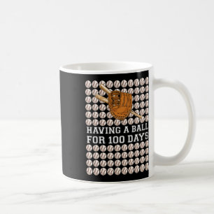 Having A Ball For 100 Days Baseball Kids Boy Smart Coffee Mug