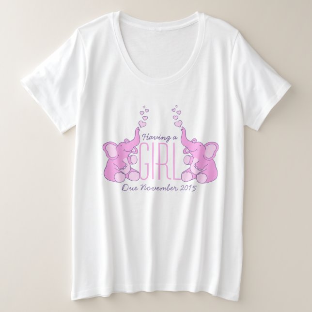 Having a girl heart elephants maternity tee (Design Front)