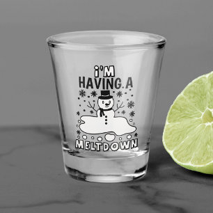 Having a Meltdown   Funny Christmas Snowman Humour Shot Glass