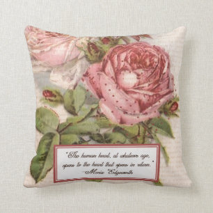 Having an Open Heart: Victorian Pink Roses Print Cushion