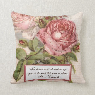 Having an Open Heart: Victorian Pink Roses Print Cushion