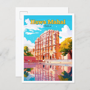 Hawa Mahal India Travel  Vintage Illustration Postcard