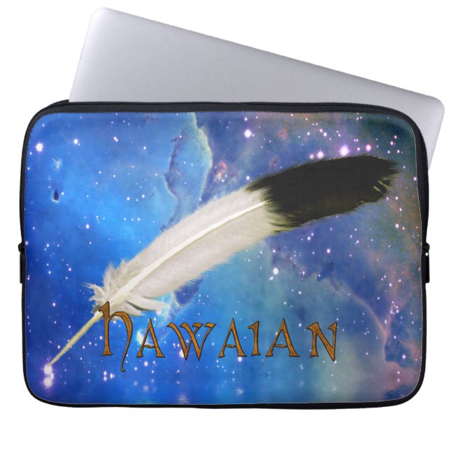 HAWAIAN Nation & Feather Outer-Space Laptop Sleeve (Front)