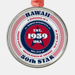 Hawaii 50th State Christmas Ornament