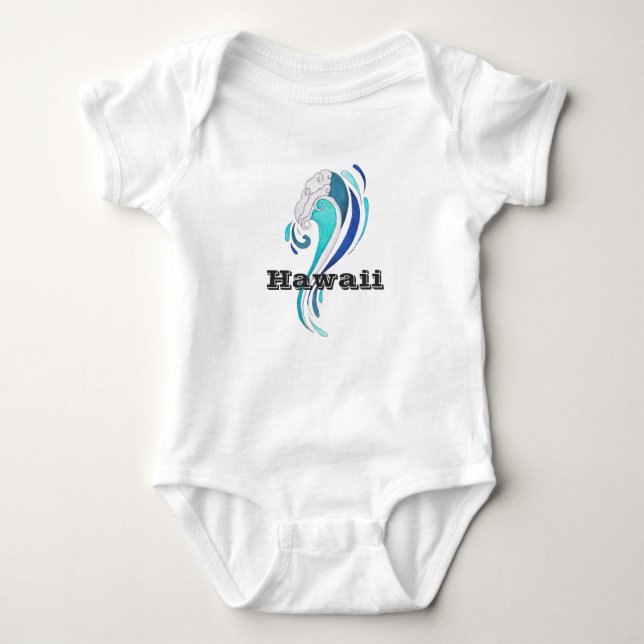 Hawaii Abstract Big Wave Baby Bodysuit (Front)
