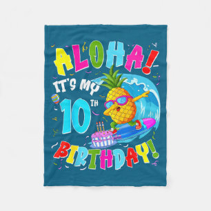Hawaii aloha 10th birthday hawaiian boy girl 10 fleece blanket