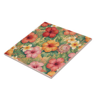 Hawaii aloha decorative flowers pattern tile