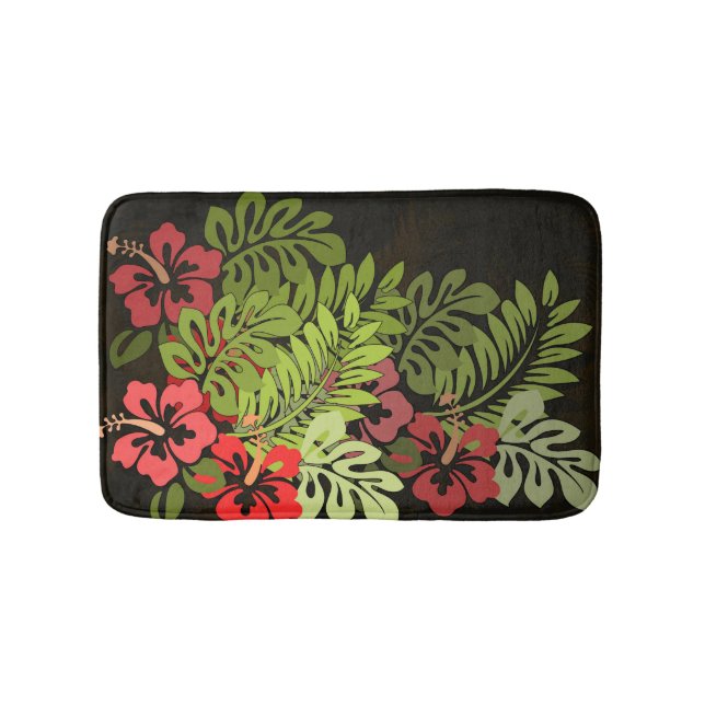 Hawaii Aloha Flower Art Print Bath Mat (Front)