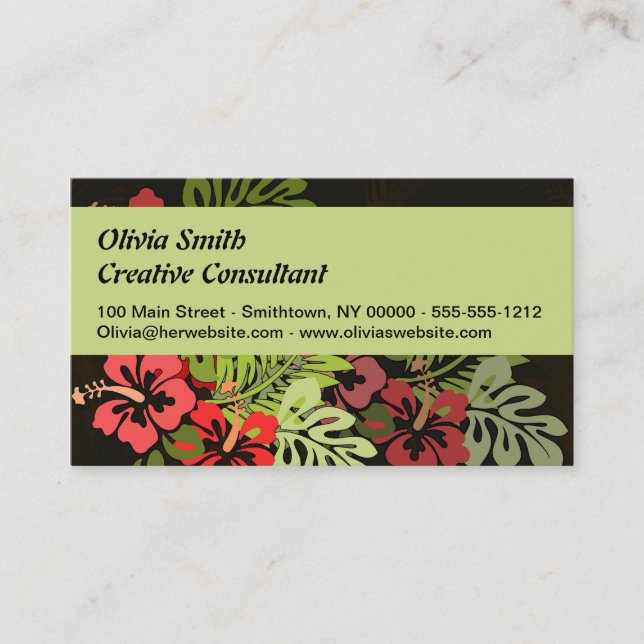 Hawaii Aloha Flower Art Print Business Card (Front)