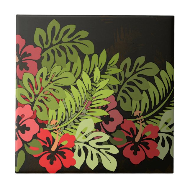 Hawaii Aloha Flower Art Print Tile (Front)