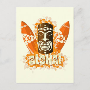 Hawaii Aloha Luau Tiki Mask Postcard