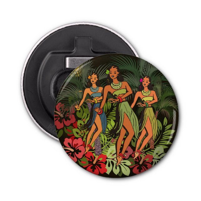 Hawaii Aloha Palm Hula Art Design Bottle Opener (Front)