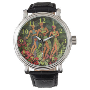 Hawaii Aloha Palm Hula Art Design Watch