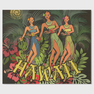 Hawaii Aloha Palm Hula Art Design Wrapping Paper