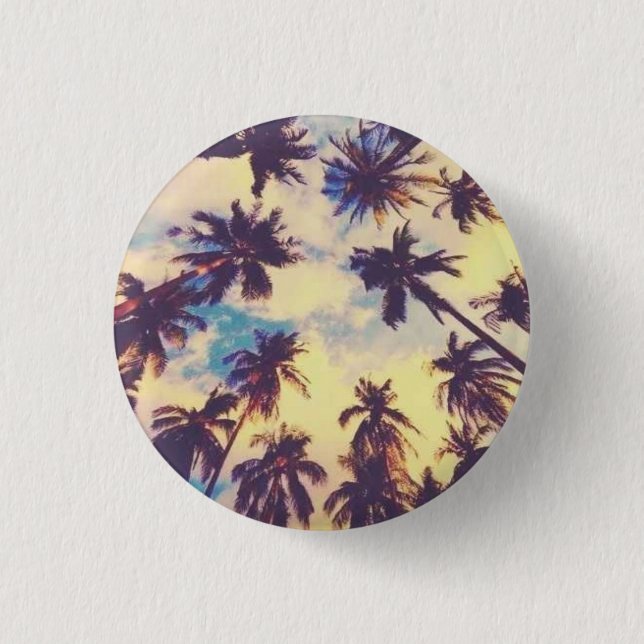 HAWAII ALOHA PALM TREE TROPICAL ART LUGGAGE HANDLE 3 CM ROUND BADGE (Front)