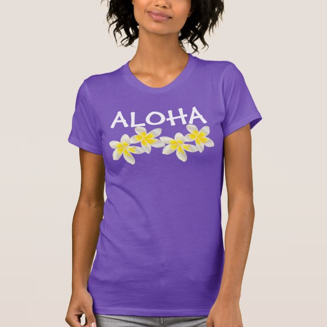 Hawaii Aloha Plumeria Flowers T-Shirt (Front)