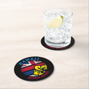 HAWAII ALOHA STATE FLAG ROUND PAPER COASTER