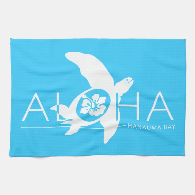Hawaii - Aloha Turtle Tea Towel (Horizontal)