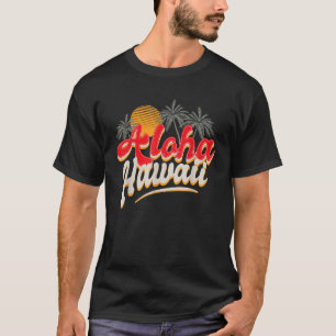 Hawaii Aloha Vintage Retro Palm Trees Beach Surfer T-Shirt