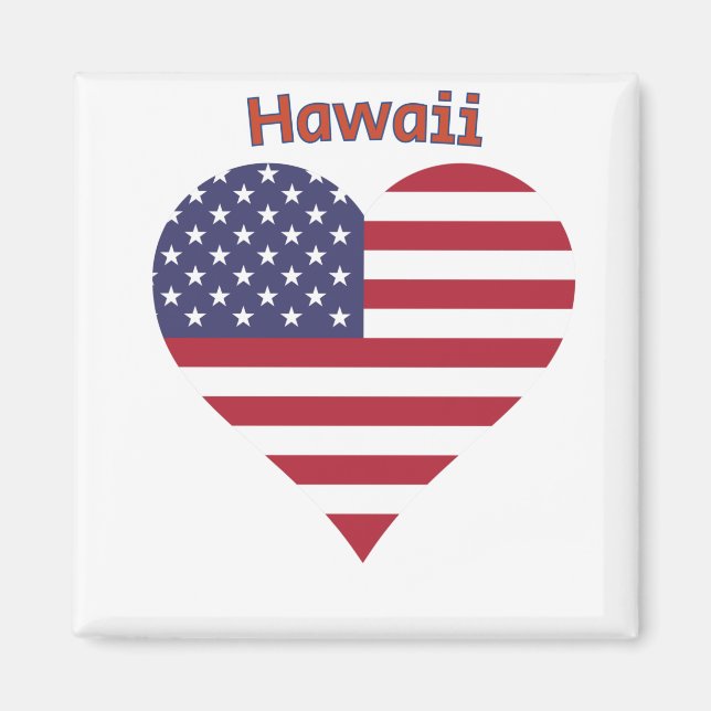 Hawaii American Flag Heart Magnet (Front)