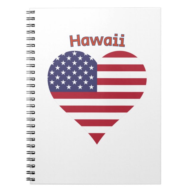 Hawaii American Flag Heart Notebook (Front)
