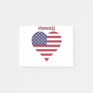 Hawaii American Flag Heart Post-it Notes