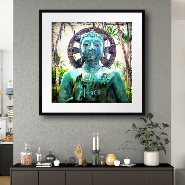 Hawaii Antique Turquoise Blue Buddha Photo Peace  Poster (Creator Uploaded)