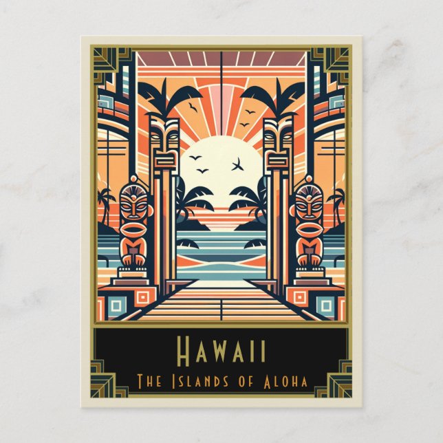 Hawaii | Art Deco Postcard (Front)