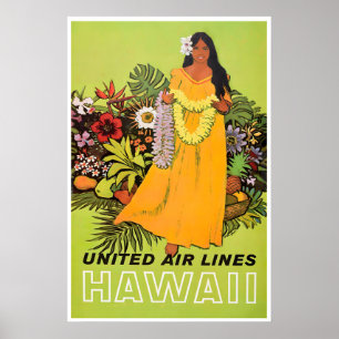 Hawaii Art Hawaiian Print United Travel Poster