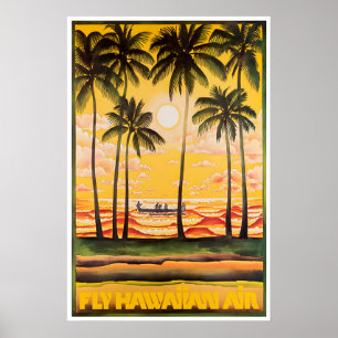 Hawaii Art Print Hawaiian Air Travel Poster