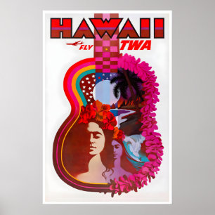 Hawaii Art Retro TWA Travel Poster Vintage Print