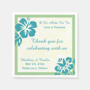 Hawaii Beach Flowers Personalised Wedding Napkins