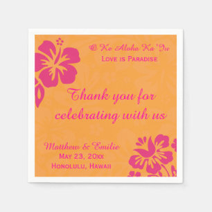 Hawaii Beach Flowers Personalised Wedding Napkins