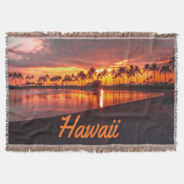 Hawaii Beach Hawaiian Islands Throw Blanket (Front)