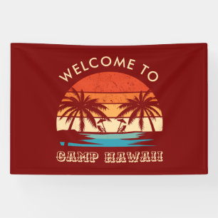 Hawaii Beach Party Retro sunset Banner
