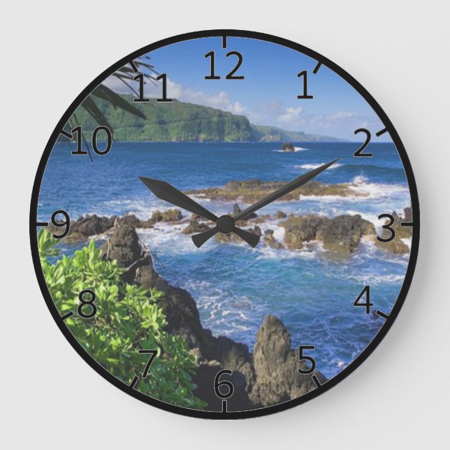 Hawaii Beach Scenery Large Clock (Front)
