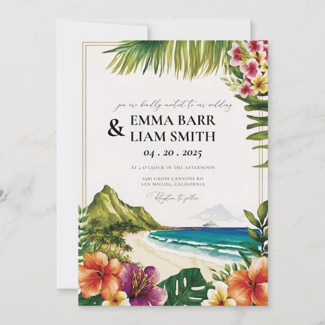 HAWAII Beach Tropical Wedding Invitation (Front)