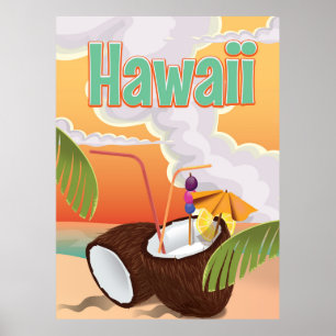 Hawaii beach vacation poster