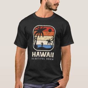 Hawaii Beautiful Beach Island Palm Surfboard Surf T-Shirt