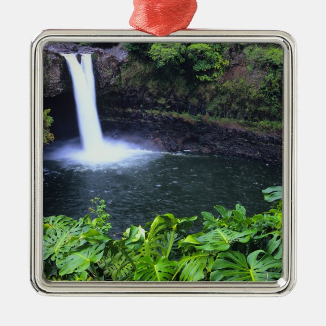 Hawaii, Big Island, Hilo, Rainbow Falls, Lush Metal Tree Decoration (Front)