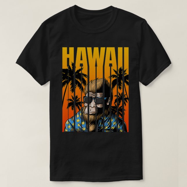 Hawaii Bigfoot Sunglasses Tropical Funny Hawaiian  T-Shirt (Design Front)