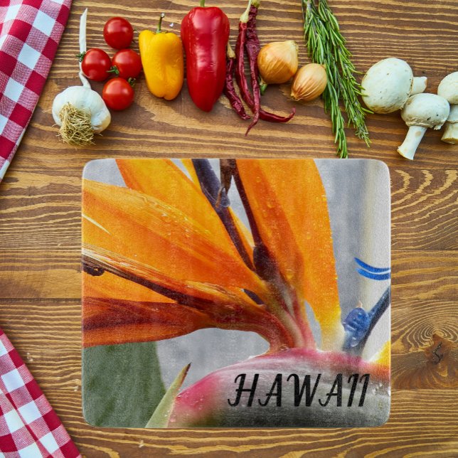 Hawaii Bird of Paradise Plant Flower Cutting Board (In Situ)