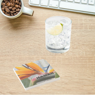 Hawaii Bird of Paradise Plant Flower Stone Coaster