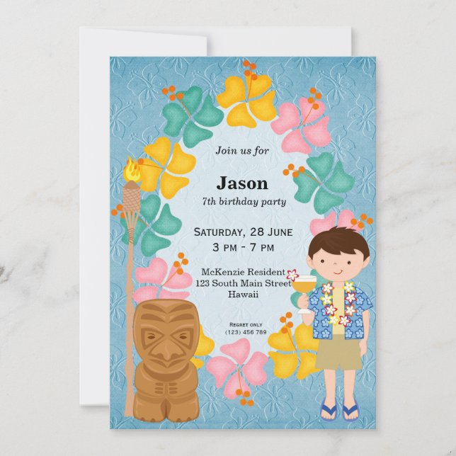 Hawaii birthday boy invitation (Front)